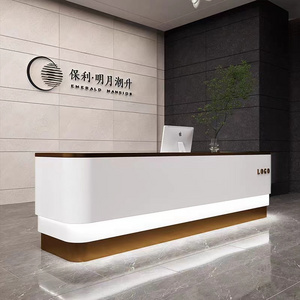 2023 Yenstone reception counter front desk beauty salon office reception desk white and black glass display reception desk