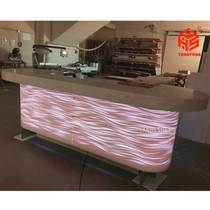 YENSTONE solid surface furniture counter strike OEM beauty led the bar wine counter light curved elf bar home bar furniture