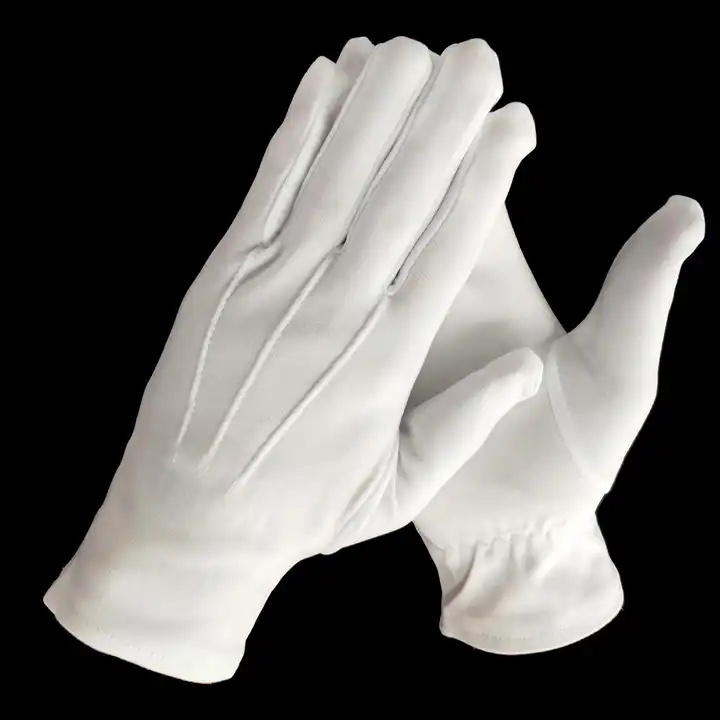 Full Finger Breathable White Cotton Formal Tuxedo Costume Honor Guard Elastic Cuff Parade Gloves