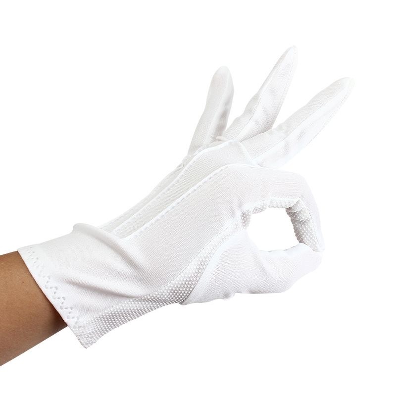 Full Finger Breathable White Cotton Formal Tuxedo Costume Honor Guard Elastic Cuff Parade Gloves