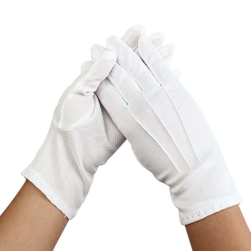 Full Finger Breathable White Cotton Formal Tuxedo Costume Honor Guard Elastic Cuff Parade Gloves