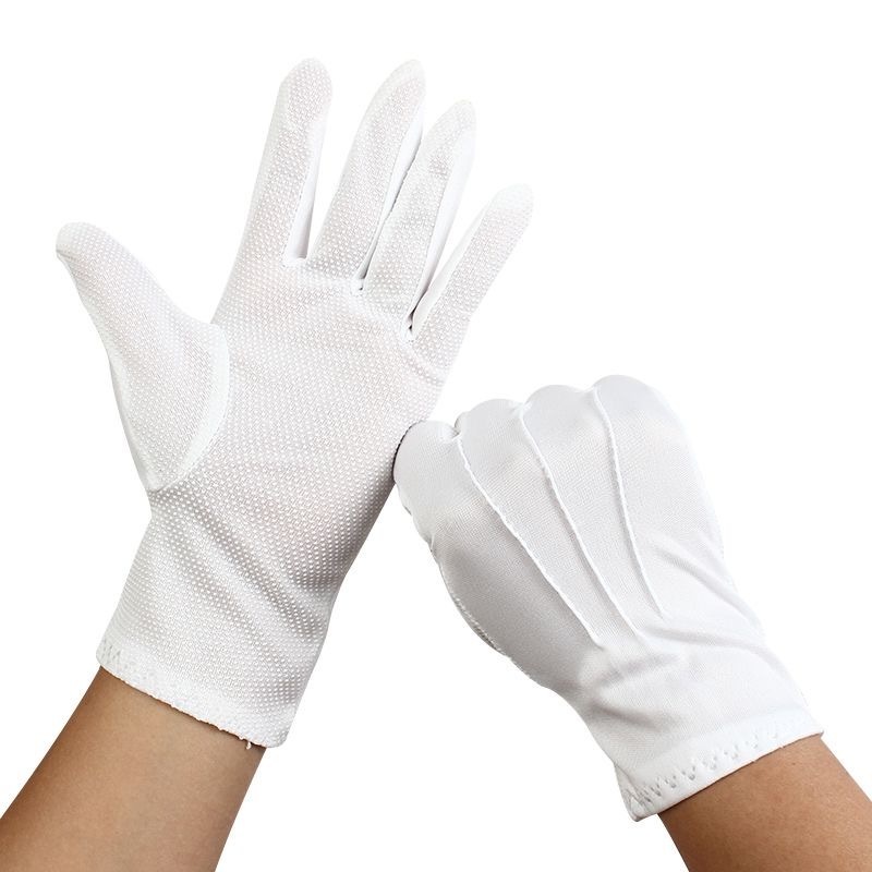 Full Finger Breathable White Cotton Formal Tuxedo Costume Honor Guard Elastic Cuff Parade Gloves