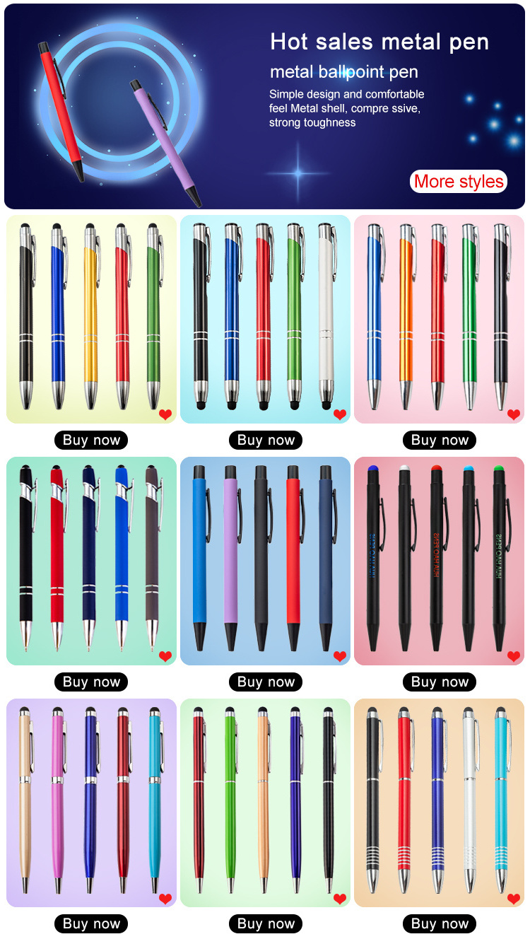 Stationery Promotion Advertising Screen Pen Multi-Color Ballpoint Custom Logo High Quality Supplier Stylus Ballpen