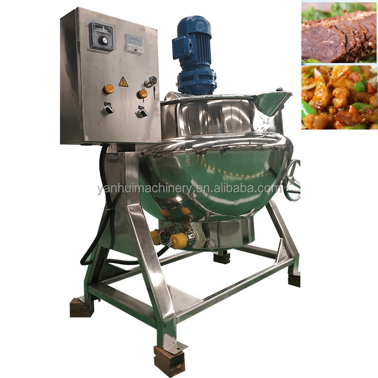 Industrial 200l 600l 800l Jacketed Kettle Electric Gas Steam Heating Planetary Stirring Pot Industrial Cooking Mixer