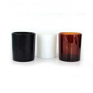 Luxury 7oz matte black candle containers with lids amber color glass jars for candle making