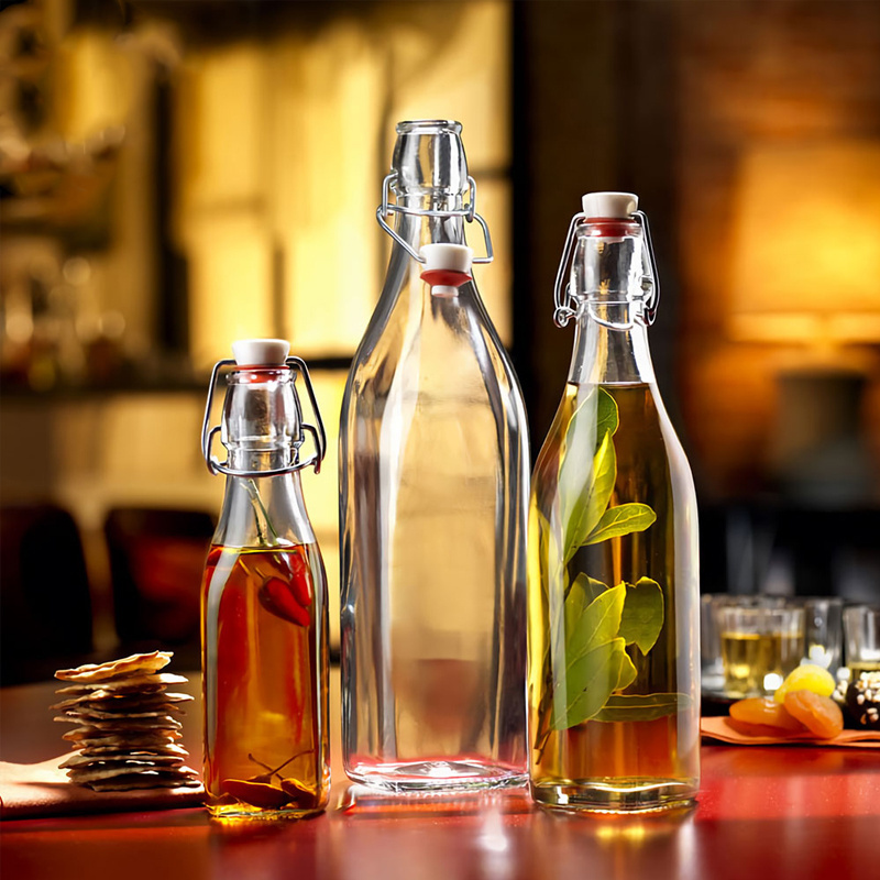 125ml 250ml 500ml 1000ml Swing Top Clear Water Bottle With Cork For Beer and Glass Soda Bottle with Cover