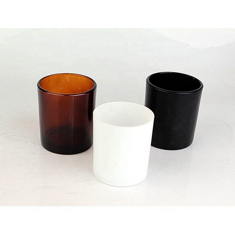 Luxury 7oz matte black candle containers with lids amber color glass jars for candle making