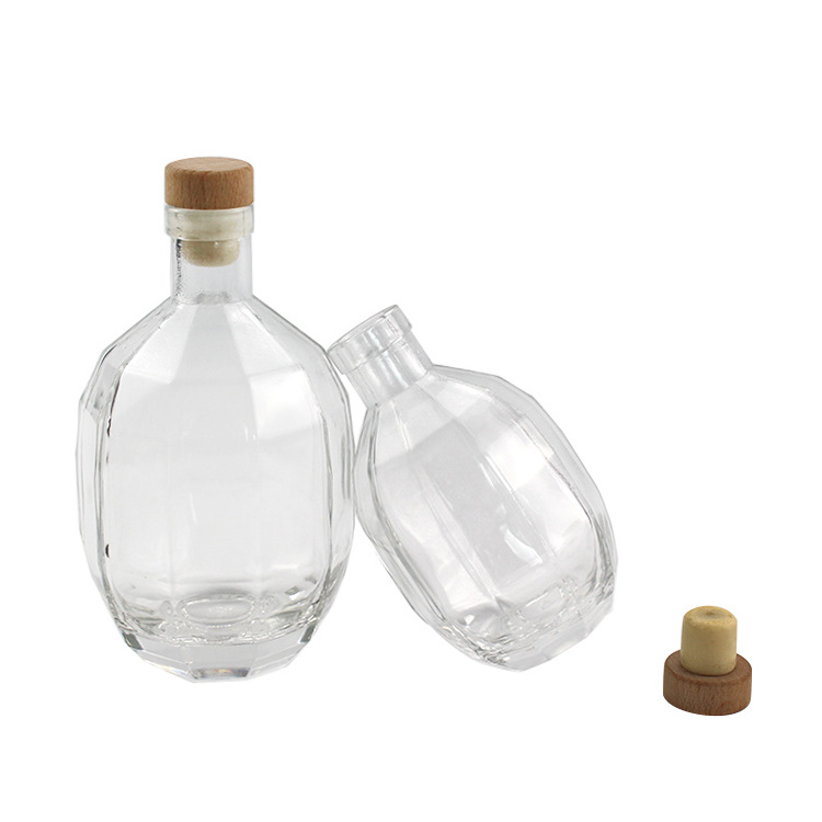 Luxury empty unique grenade shape 250ml 375ml 500ml liquor spirit vodka whiskey gin rum brandy glass bottles with stopper