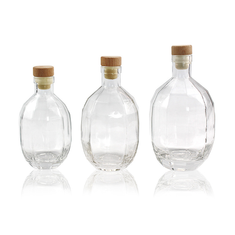 Luxury empty unique grenade shape 250ml 375ml 500ml liquor spirit vodka whiskey gin rum brandy glass bottles with stopper