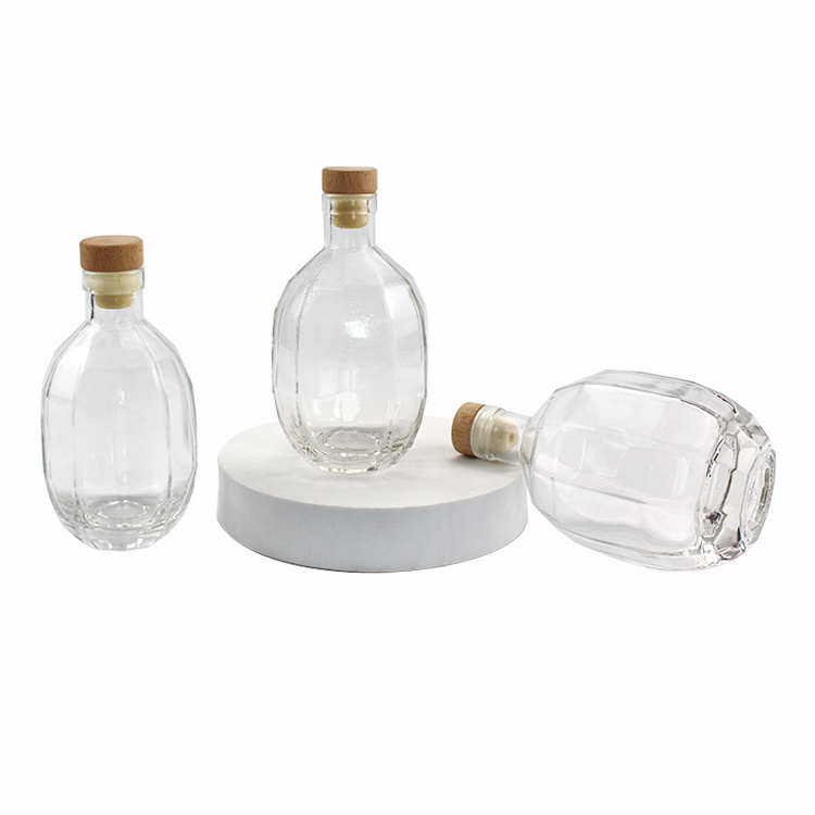 Luxury empty unique grenade shape 250ml 375ml 500ml liquor spirit vodka whiskey gin rum brandy glass bottles with stopper