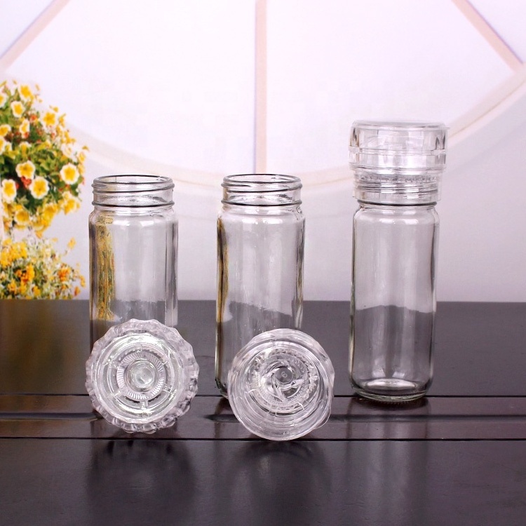 Hot selling 100g cylindrical manual glass salt pepper grinder mill salt grinder