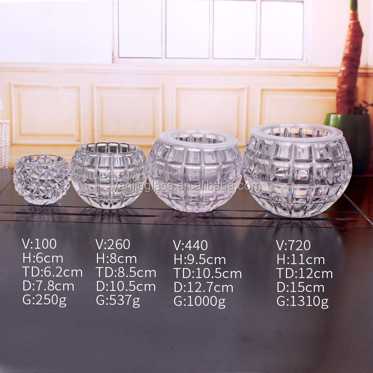 bulk glass jar 100ml/260ml/440ml/720ml rotary candle holder