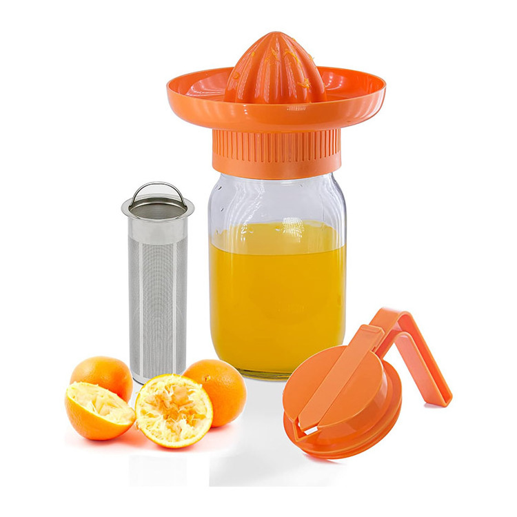 New Collection Glass Juice Bottles With Filter 30oz Manual Lemon Juice Hand Squeezer Bottles