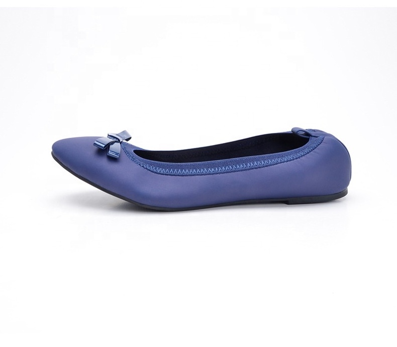 Women's Foldable Portable Ballet Shoes Dressy Comfortable Round Toe Travel Ballet Flats with Bow