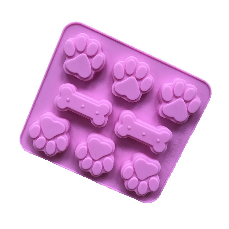 8 Cavity dog paw bone shaped silicone mold for dog treat making