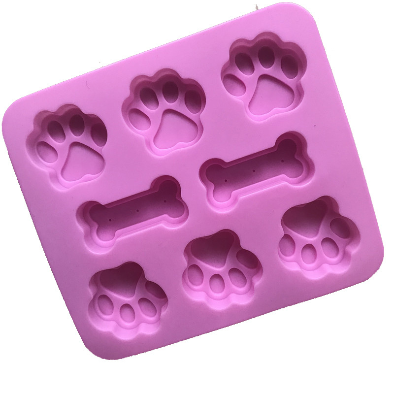 8 Cavity dog paw bone shaped silicone mold for dog treat making