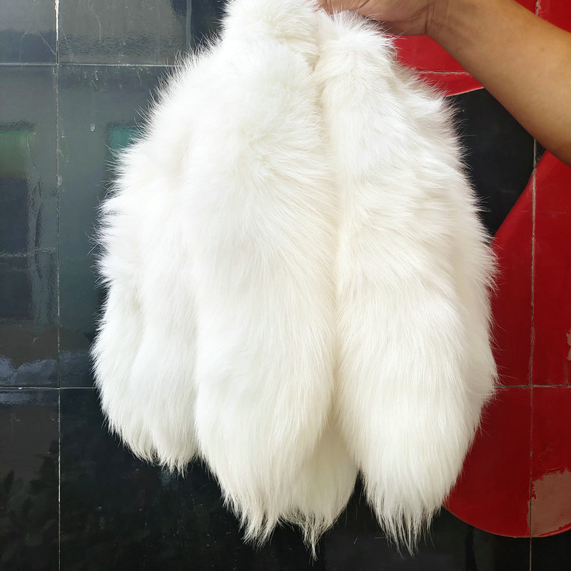 Wholesale crystal 45cm large black foxtail fluffy cheap fox fur tail key chain for decoration  real  fox tails