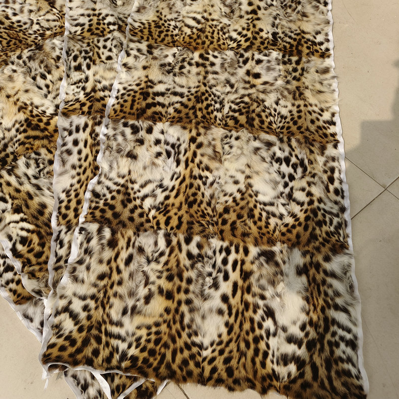 wholesale plush animal blanket leopard fur plate print   high quality real  goat plate