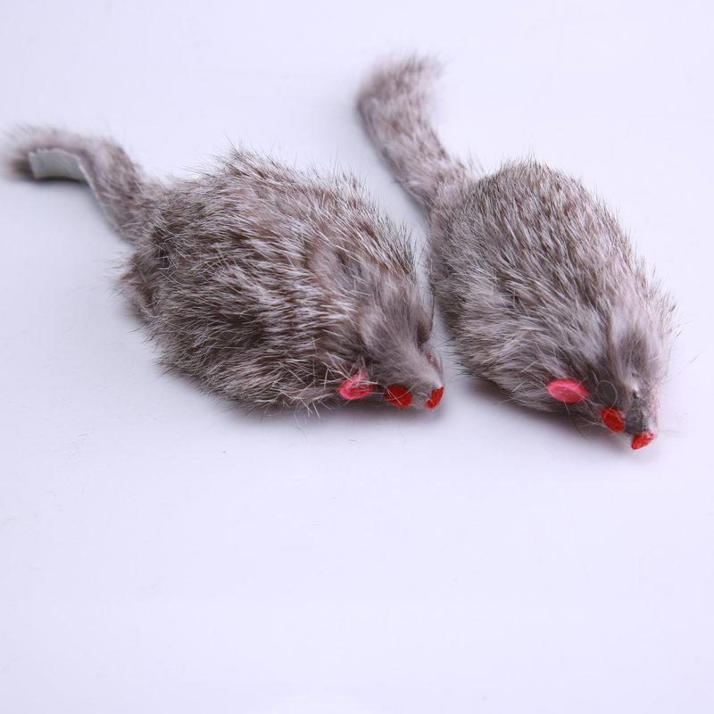 wholesale rabbit fur cat toy with running mouse Mini Funny Playing grey mouse colors toy cat