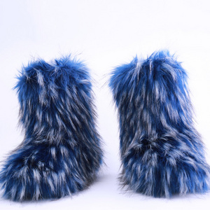 wholesale fake raccoon fur botas mujer for women 2022 ladies winter faux fur boots