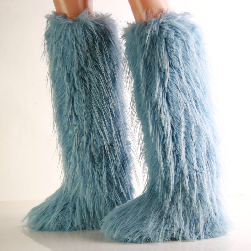 wholesale knee high fur boots for women 2023 new fur boots women winter