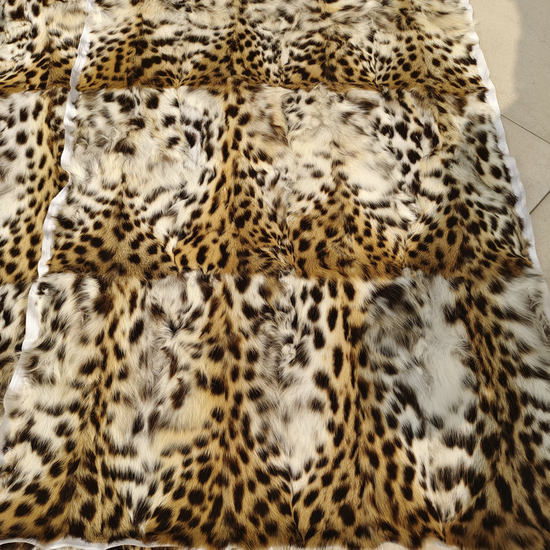 wholesale plush animal blanket leopard fur plate print   high quality real  goat plate