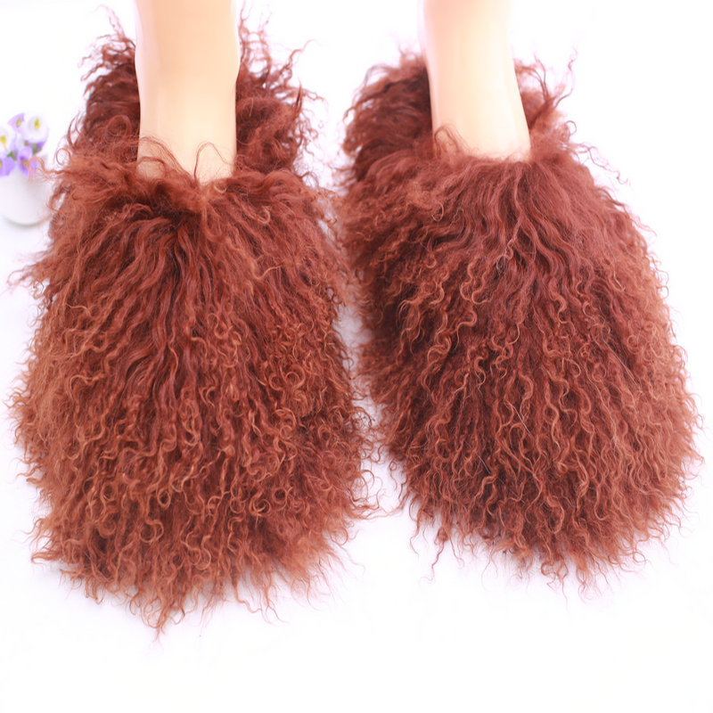 Mongolian sheep fur slippers for women wholesale soft 2022 new bed room real mongolian sheep fur slides slippers