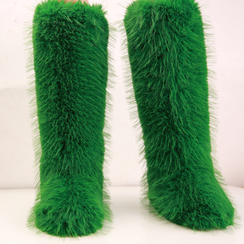 wholesale knee high fur boots for women 2023 new fur boots women winter