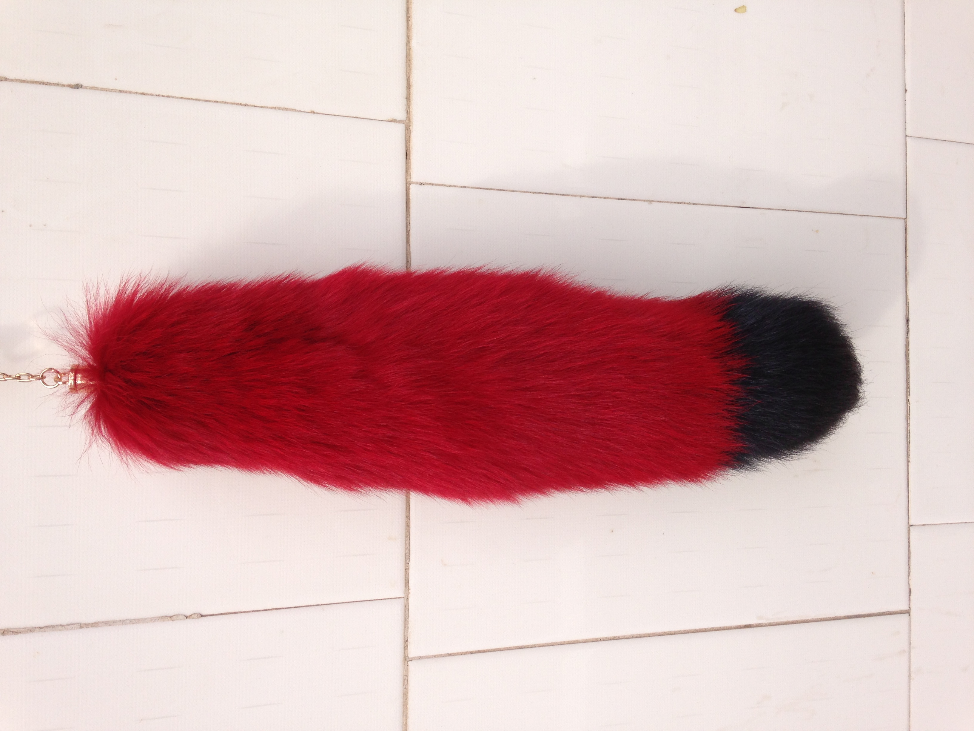 Wholesale dyed pink 45 cm large fox tail keychain costume fluffy real  fox fur tail wholesale