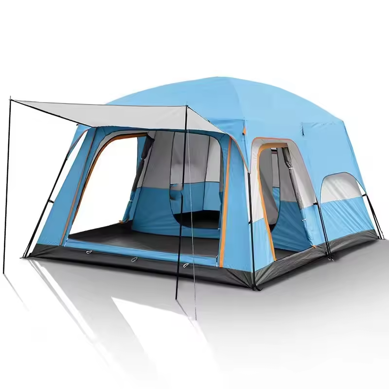 Super Large Waterproof Double-Layer 4-6-8-12 person tent Two bedrooms and one living room tent Camping family tent