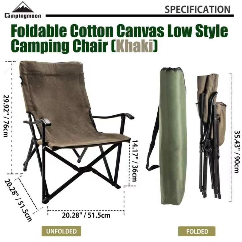 Outdoor Hiking Foldable Chairs Cotton Canvas Campfire Pit Camping Chairs Minimalist Style Lawn Garden Chairs