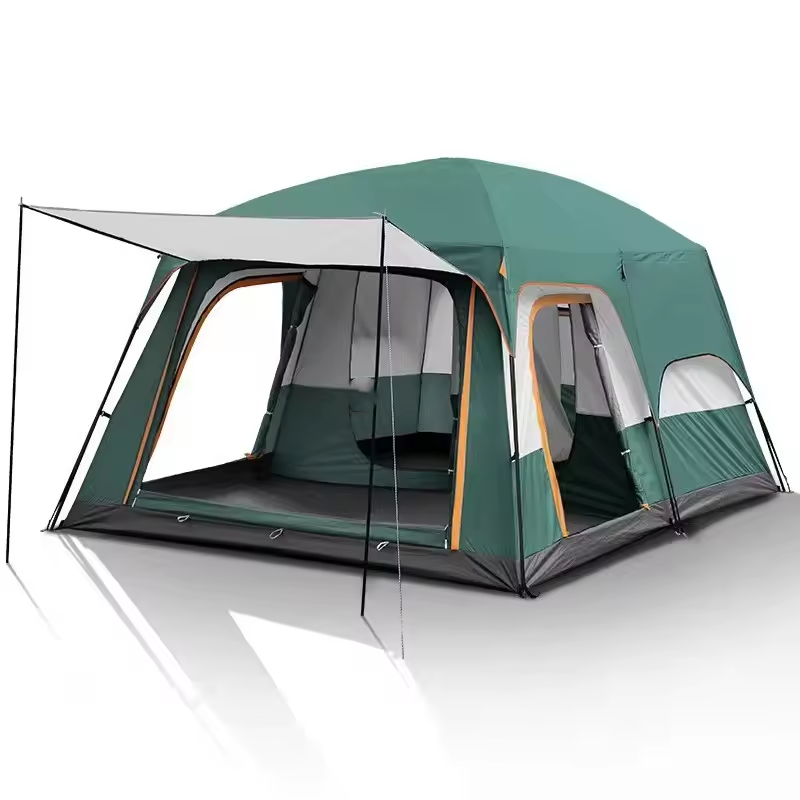 Super Large Waterproof Double-Layer 4-6-8-12 person tent Two bedrooms and one living room tent Camping family tent