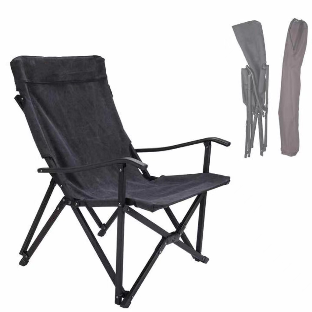 Outdoor Hiking Foldable Chairs Cotton Canvas Campfire Pit Camping Chairs Minimalist Style Lawn Garden Chairs