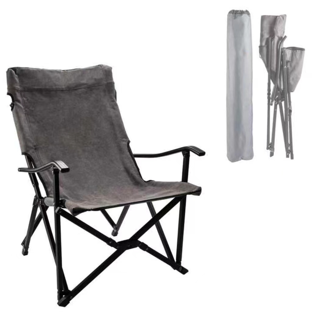 Outdoor Hiking Foldable Chairs Cotton Canvas Campfire Pit Camping Chairs Minimalist Style Lawn Garden Chairs