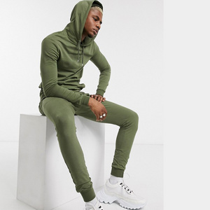 Factory Directly Sales training sweat suits men plain blank tracksuit 100% cotton quality  mens sweatsuit