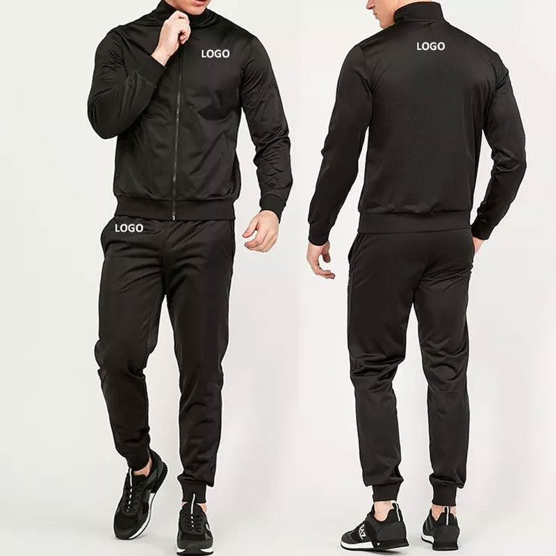 Custom Polyester Training Wear Sweat Suits Wholesale Black Slim Fit Blank Jogging Men Tracksuits