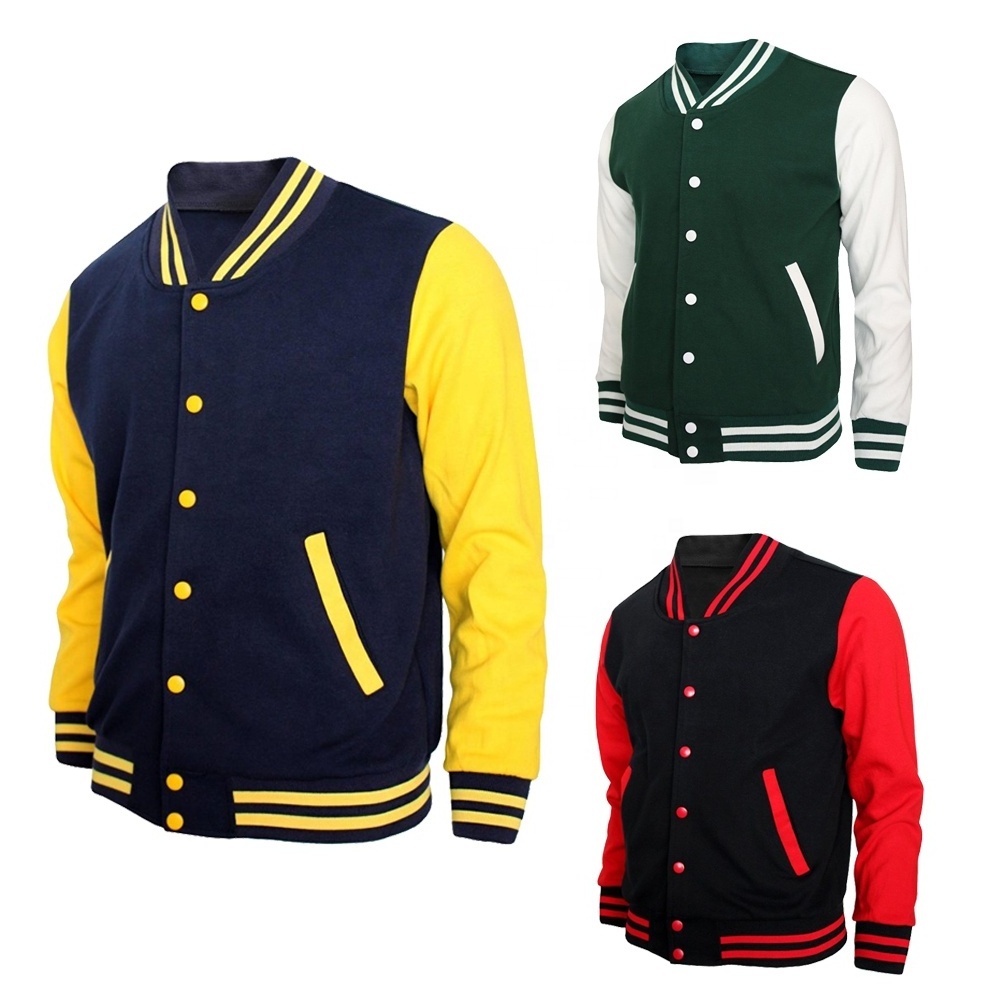 Wholesale Blank Varsity Jackets Custom Unisex Baseball Jacket Men Casual Plain Cotton Letterman Winter Varsity Jacket Custom