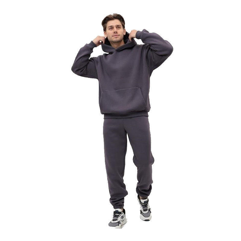 Custom Velour Tracksuit For Men Fleece Oversized Blank Plain Hoodie Cotton Hood Sweatsuit Men's Jogging Sweat Suits