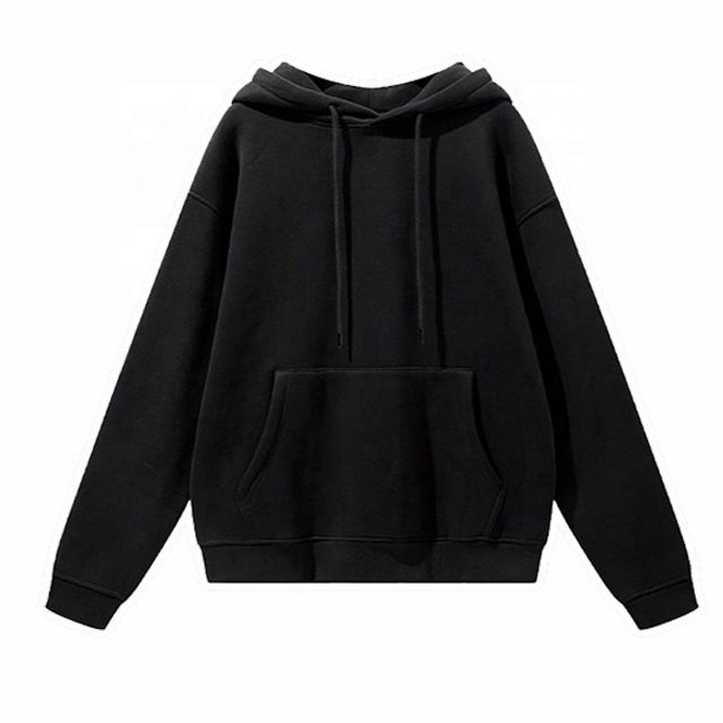 Ready To Ship Factory Sales Black Plain Hoodies 100% Cotton No Strings Pullover Hoodies Sweatshirts