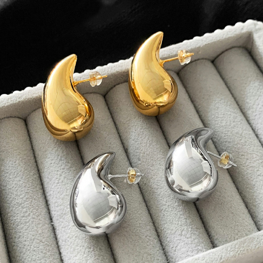 Personalized Jewelry High Quality Hot selling water drop shaped earrings for women chunky stainless steel gold tear drop earring