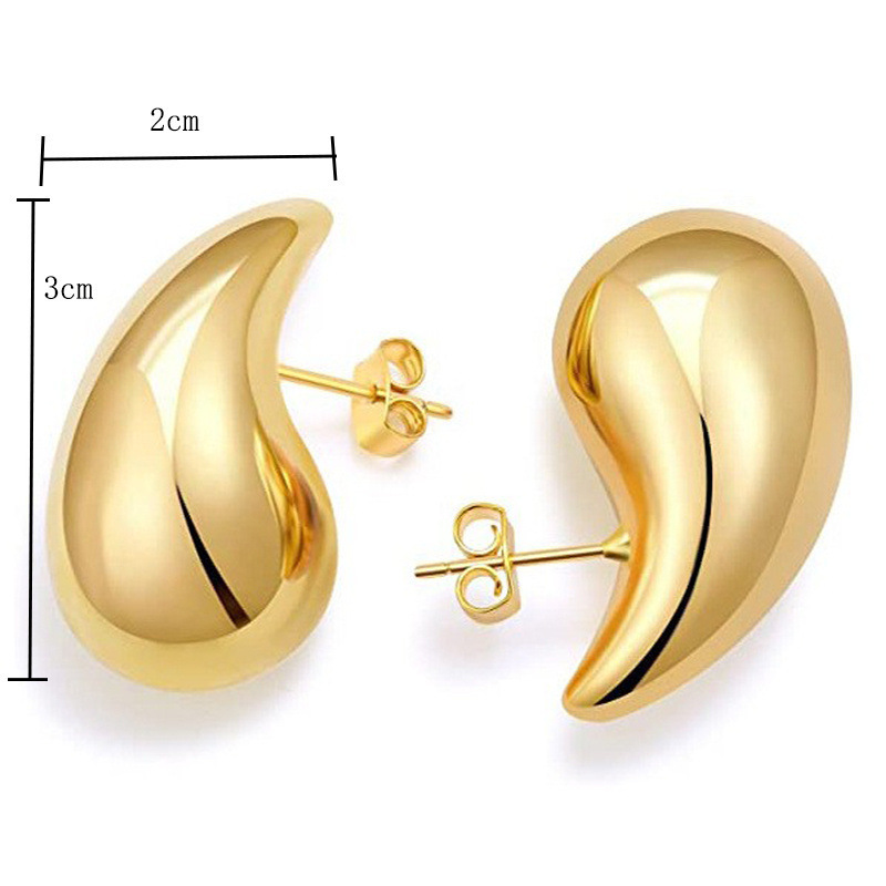 Personalized Jewelry High Quality Hot selling water drop shaped earrings for women chunky stainless steel gold tear drop earring