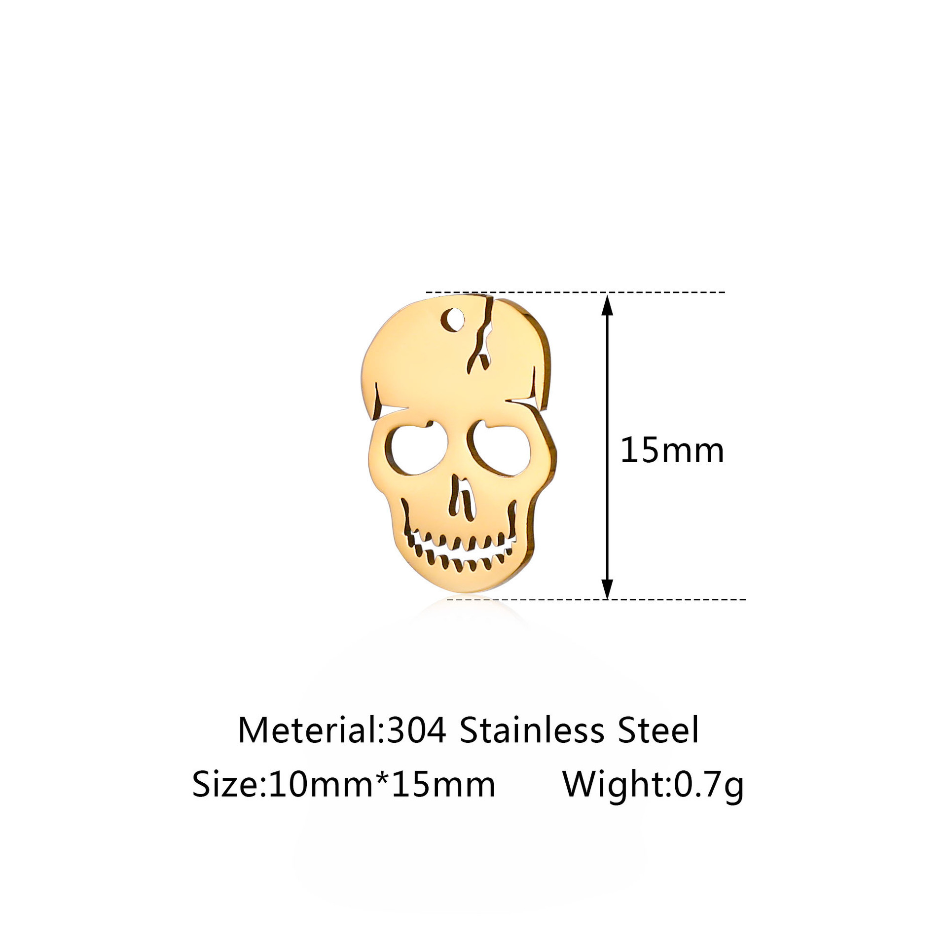 Diy Punk Jewelry Necklace Pendant Halloween Stainless Steel Skull Charm Skull Pendant for Gift