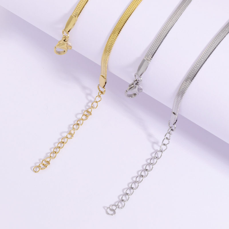 Wholesale Fashion Jewelry Chain 18K Gold Stainless Steel 3mm Herringbone Chain Necklace Herringbone Chain