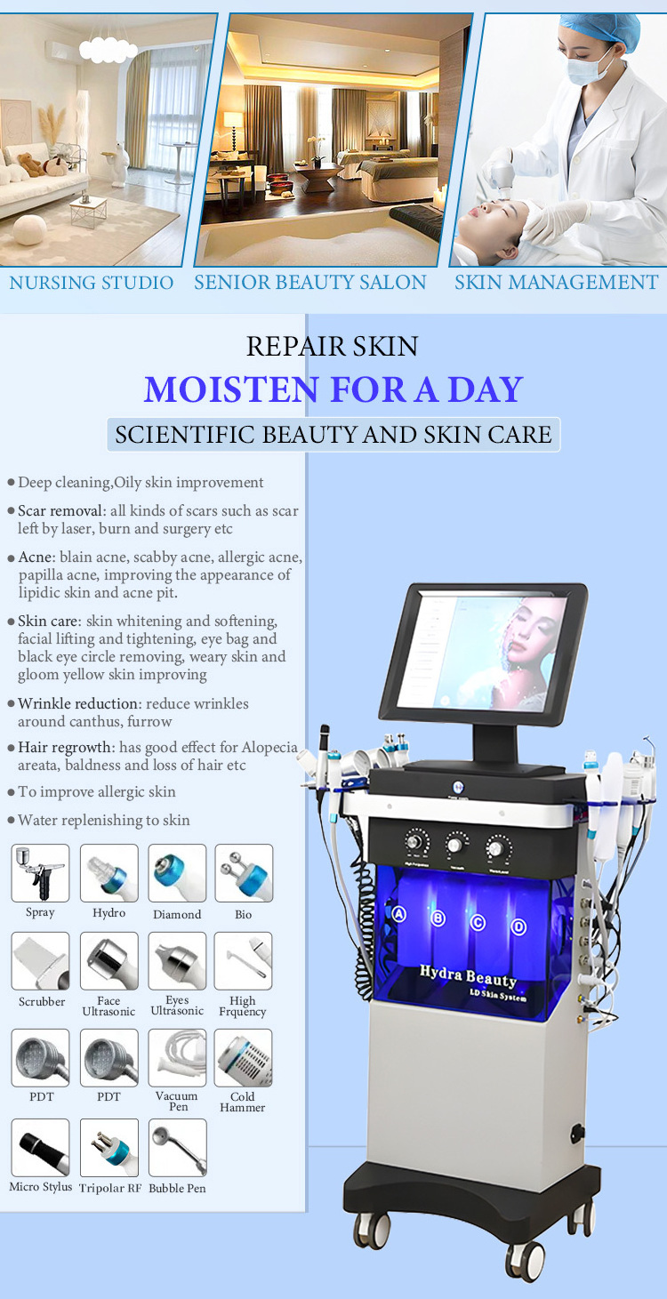 2023 14 In 1 Hydro Dermabrasion Skin Care Hydro Hydra Water Facial Machine Hydrofacials Machine