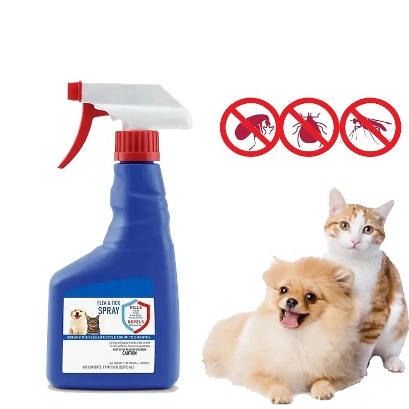 Hot Selling Custom Flea Repellent Kill Flea And Tick Spray Sterilize For Cats & Dogs Kills Eggs And Larvae