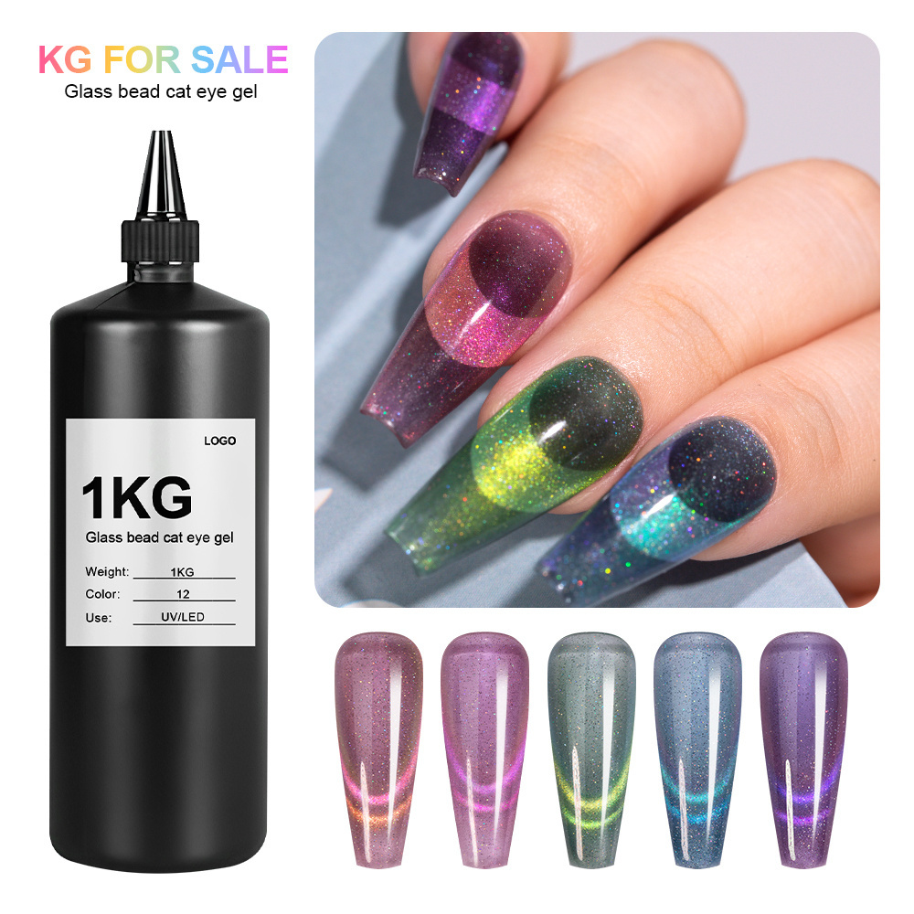 Glass Bead Cateye Gel Kg High Quality Color Create Your Own Brand Uv Magnetic Cat Eye Nail Gel Polish