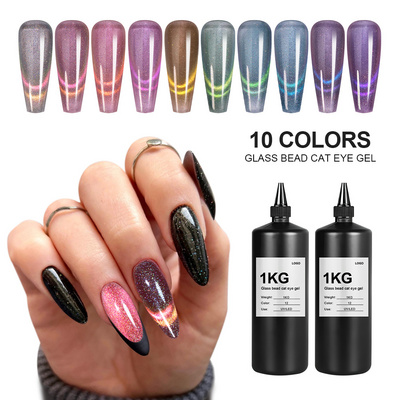 Glass Bead Cateye Gel Kg High Quality Color Create Your Own Brand Uv Magnetic Cat Eye Nail Gel Polish