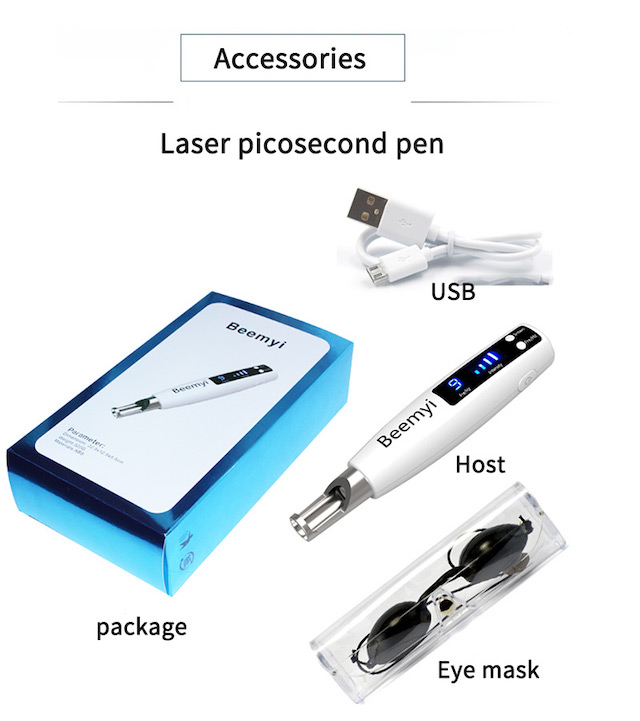 Convenient picosecond pen Laser portable carry eyebrow washing tattoo remove blue light red light facial beauty