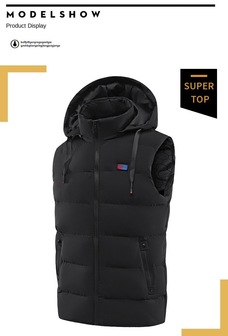 Unisex Men's Polyester Heated Jacket Casual Outdoor Safety Vest with Infrared Intelligent Heating Windproof Warm for Winter