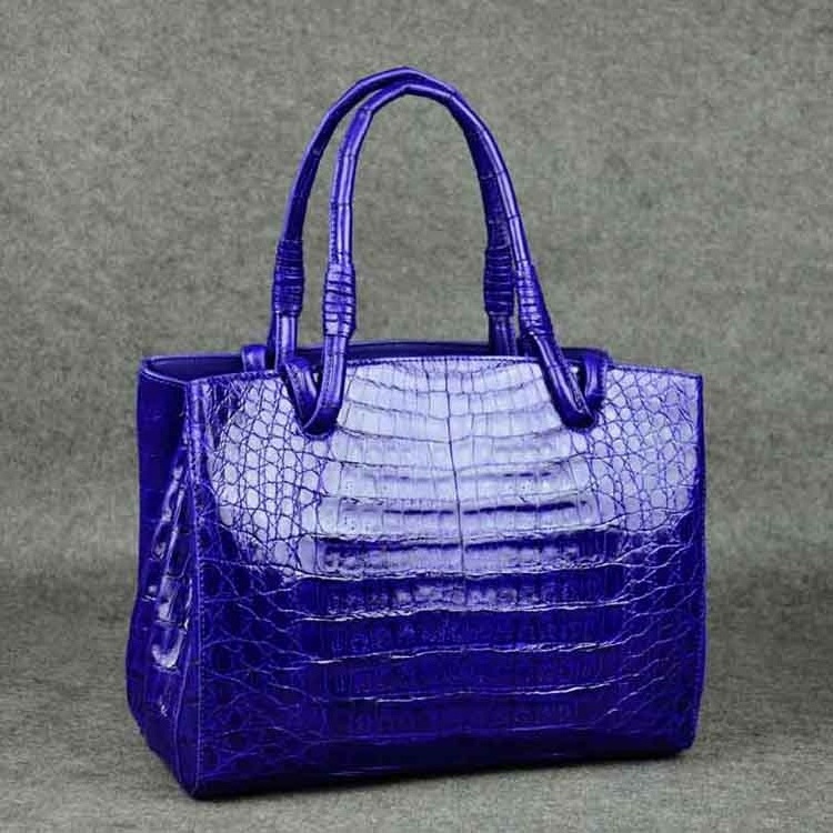 Stylish Shinny Crocodile leather  tote bag women leather handbag royal blue crocodile purse lady custom made shoulder bags